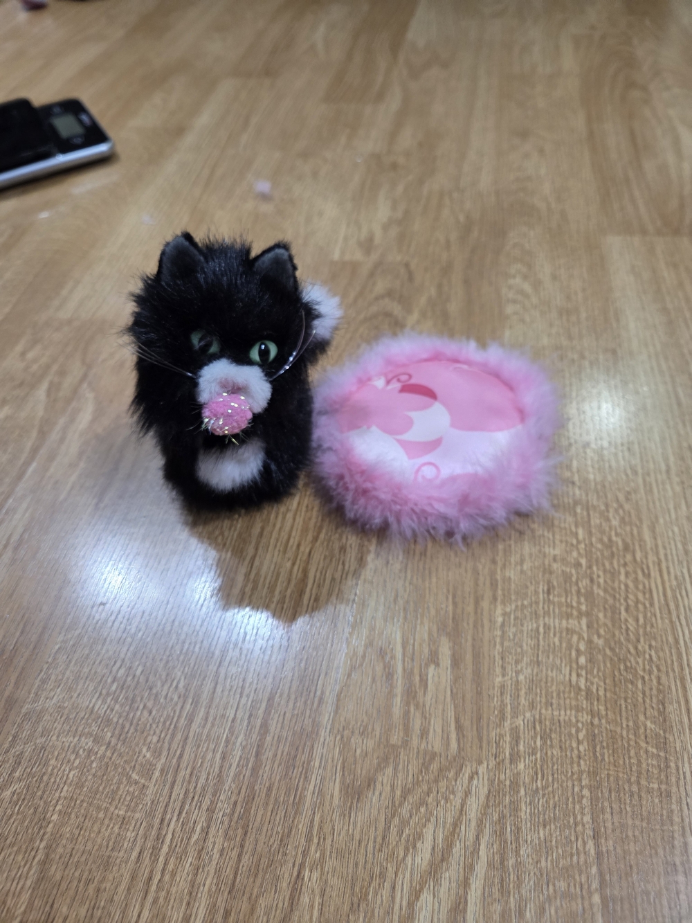 American Girl Doll Pet Plush Cat Licorice Black & White, Gem Rhinestone Collar